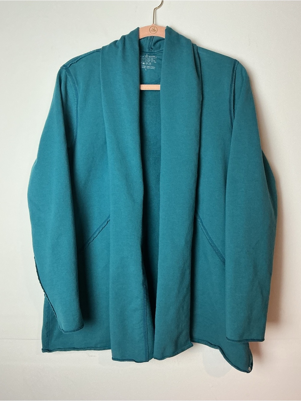 Neon Buddha Teal Open Front Cardigan Cotton Women’s Size L